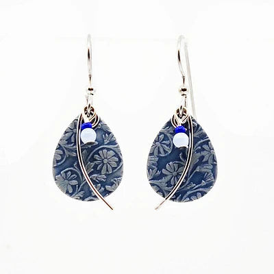 Silver Forest Blue Teardrop and Silver Metal Arc Drop Earrings for only USD 19.00 | Hallmark