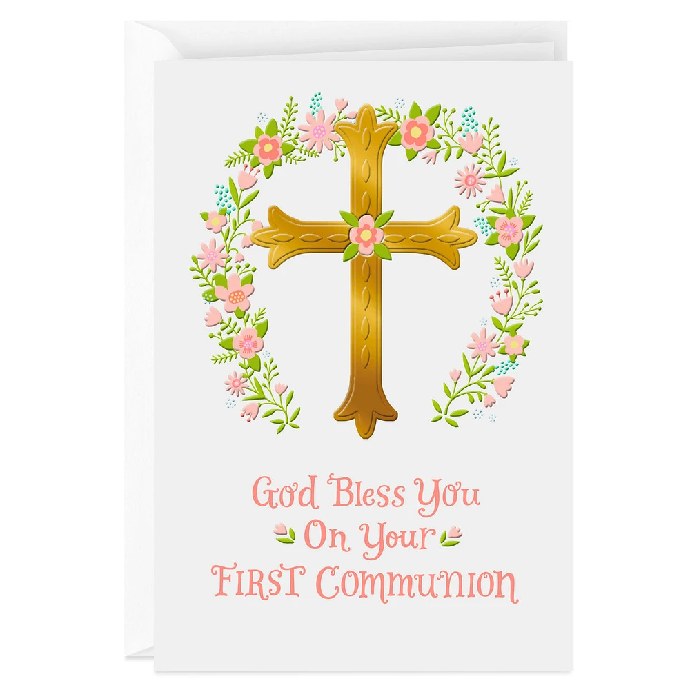 Blessings and Prayers Floral Cross First Communion Card for only USD 2.99 | Hallmark