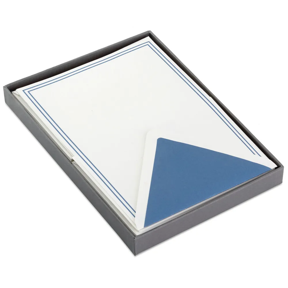 Double Blue Border Stationery Set, Box of 20 for only USD 14.99 | Hallmark