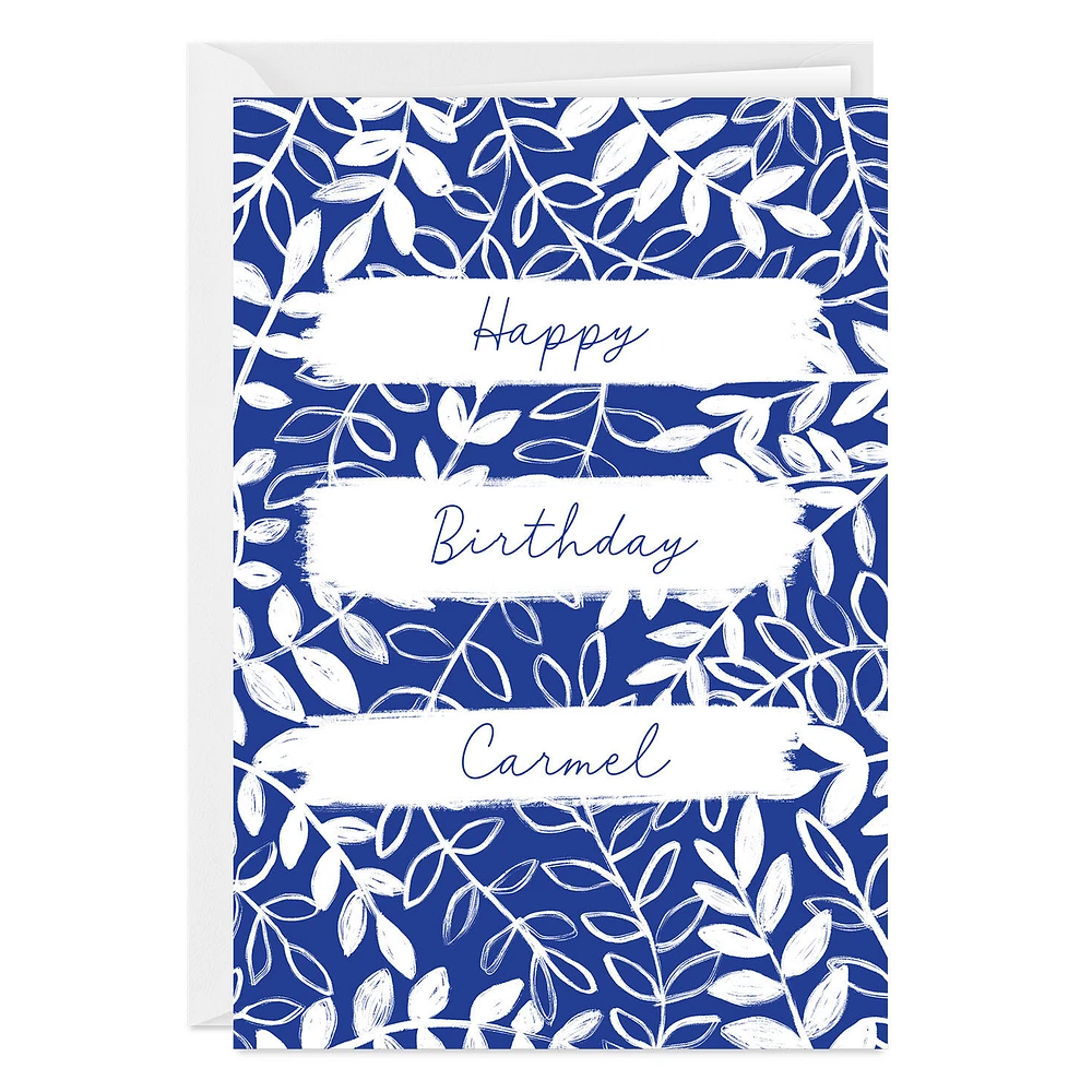 Wonderful Day Blue and White Foliage Custom Birthday Card for only USD 4.99 | Hallmark