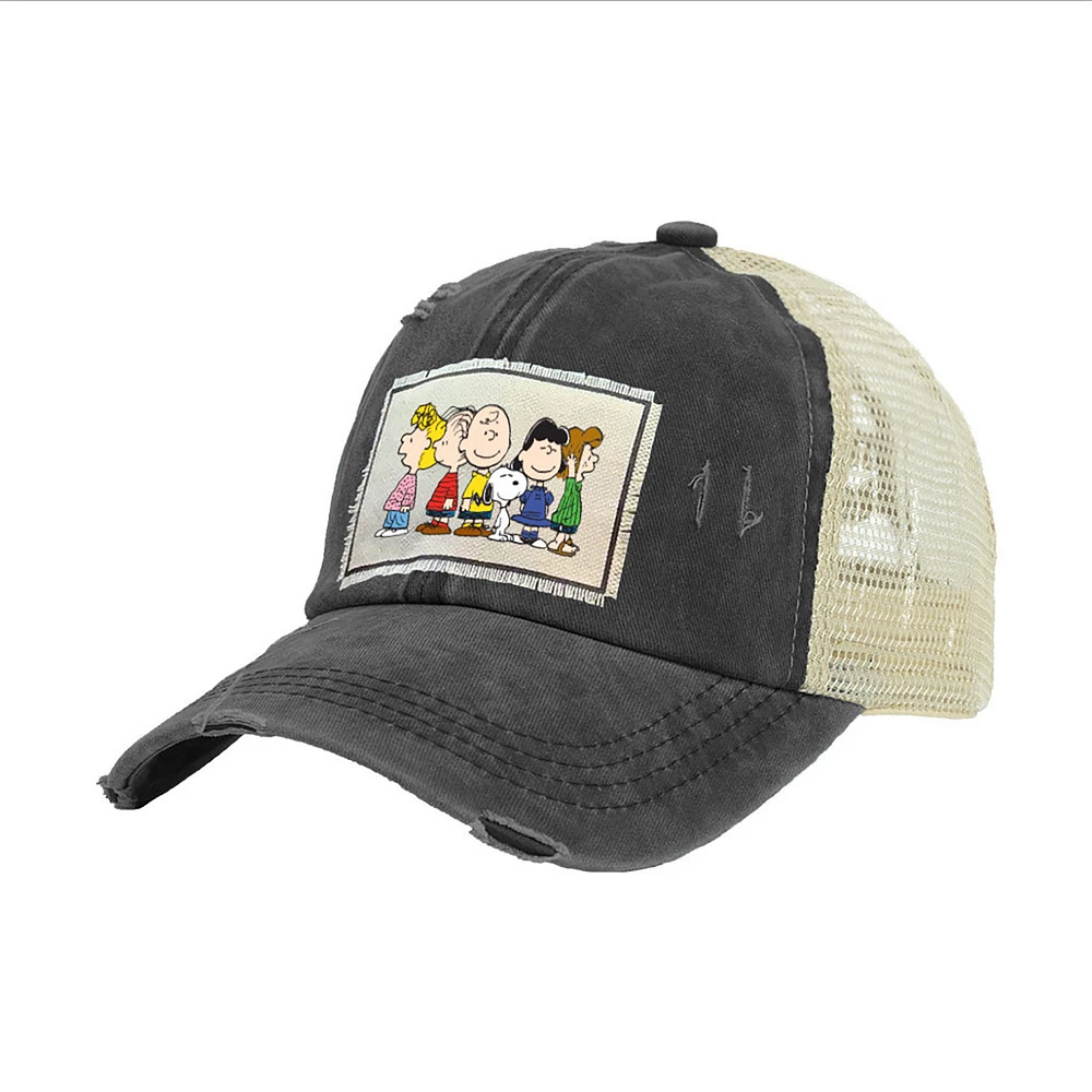 Brief Insanity Peanuts Gang Black Distressed Trucker Hat for only USD 24.99 | Hallmark