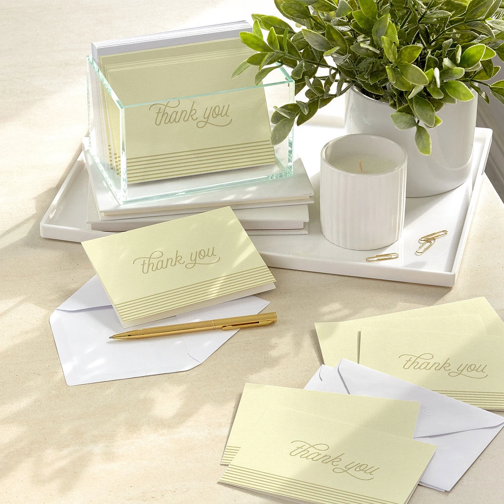 Gold Stripes on Ivory Blank Thank You Notes, Pack of 10 for only USD 10.49 | Hallmark