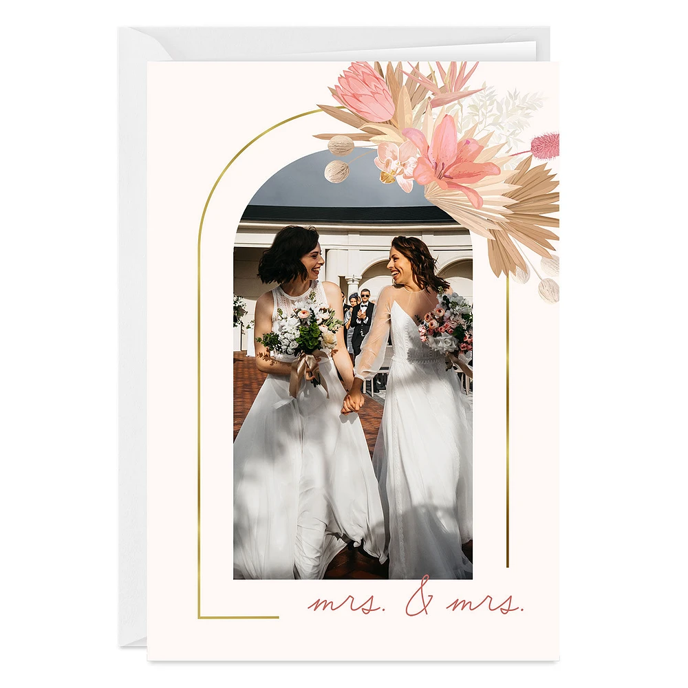 Gold Arch & Pink Flowers Custom Wedding Card for only USD 4.99 | Hallmark