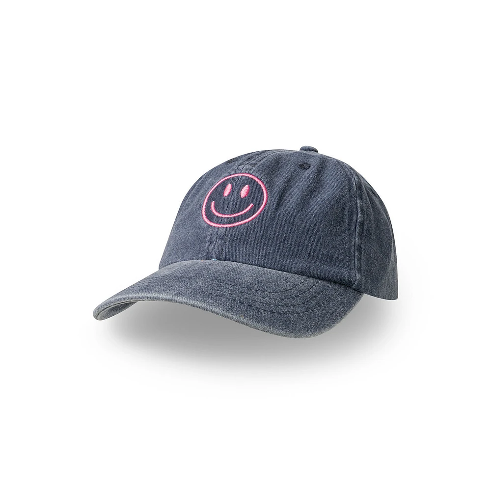 Pacific Brim Pink Smiley Face Blue Denim Baseball Cap for only USD 16.99 | Hallmark