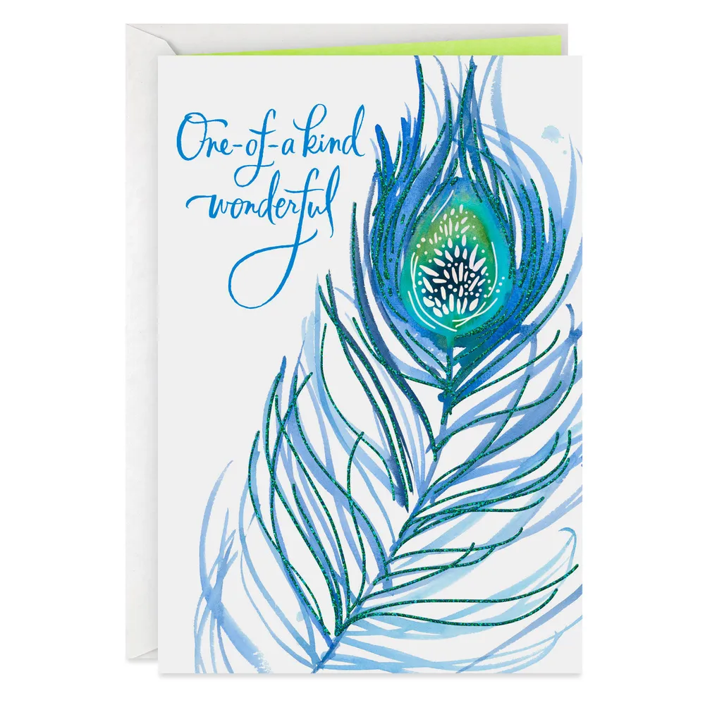 UNICEF One-of-a-Kind Wonderful Peacock Feather Birthday Card for only USD 3.59 | Hallmark
