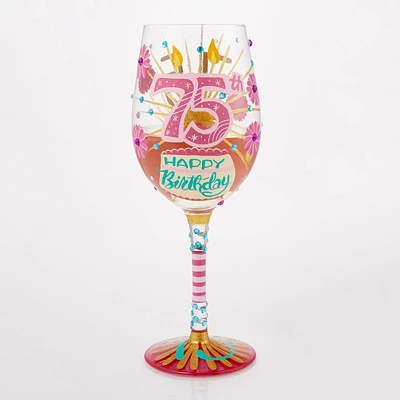 Lolita Happy 75th Birthday Handpainted Wine Glass, 15 oz. for only USD 34.99 | Hallmark