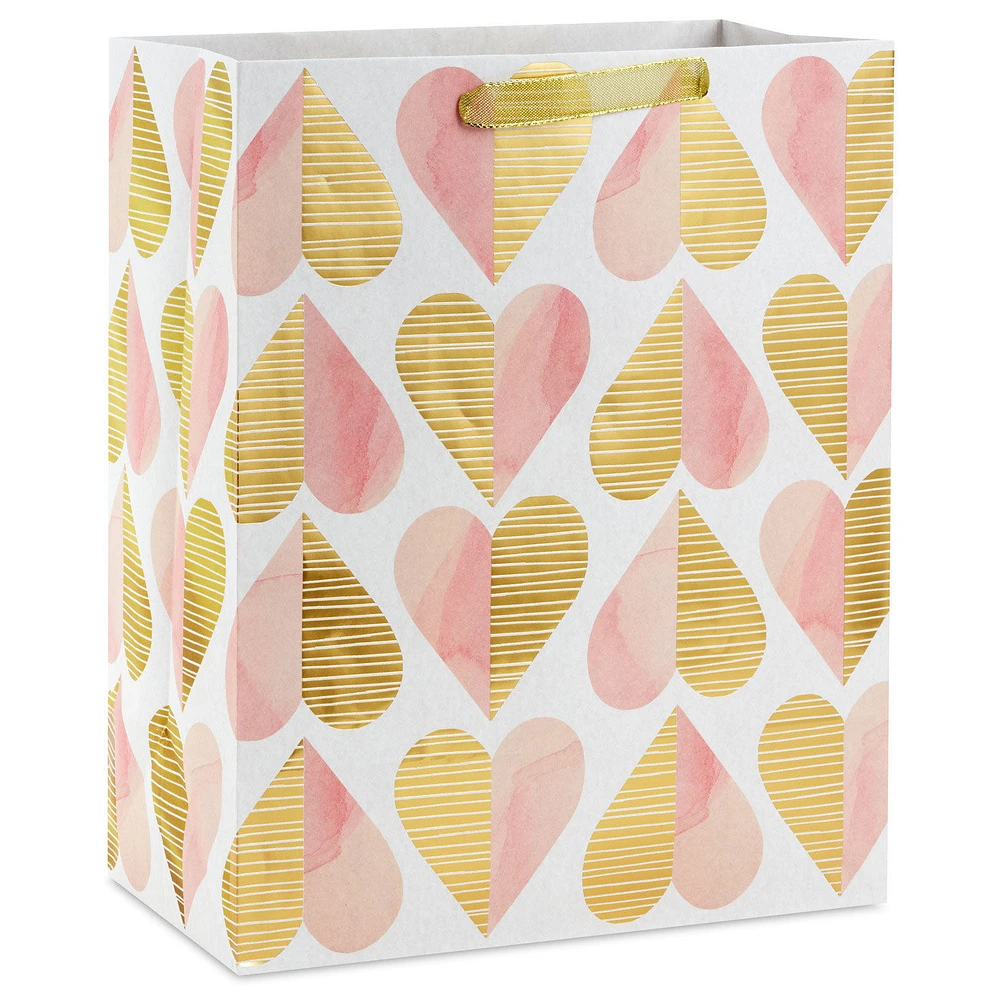 13" Romantic Gold and Pink Hearts Large Gift Bag for only USD 4.99 | Hallmark