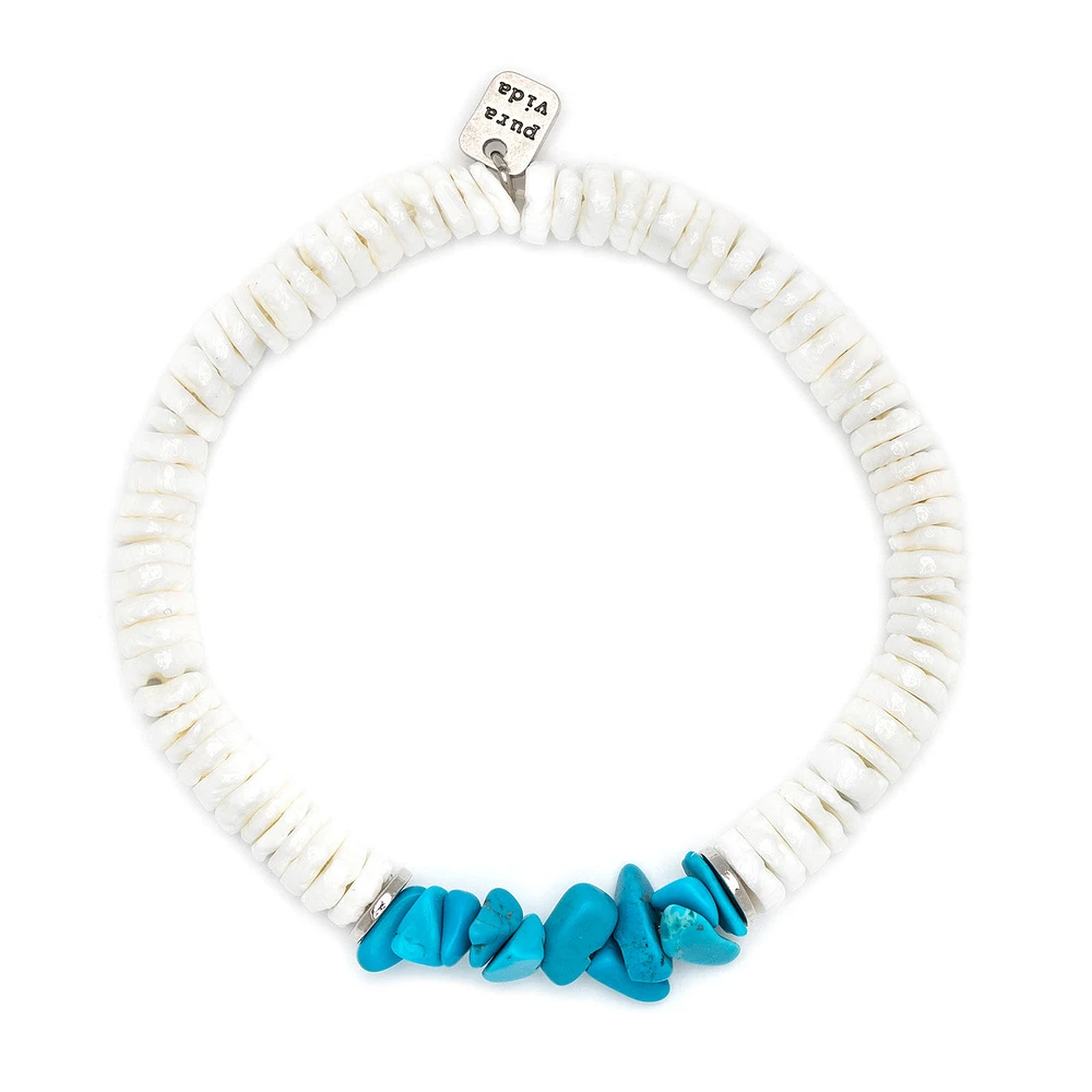 Pura Vida Puka Shell and Turquoise Stretch Bracelet for only USD 16.00 | Hallmark
