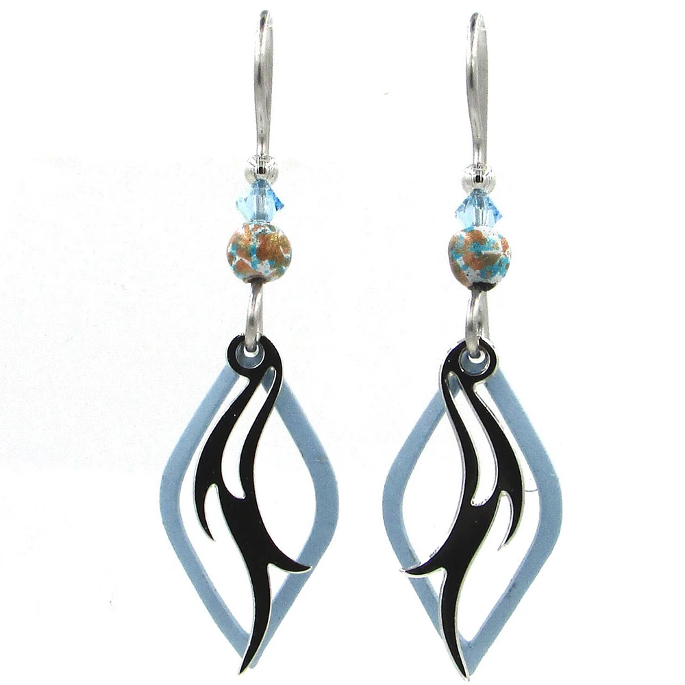 Black and Blue Diamond Layered Metal Drop Earrings for only USD 19.00 | Hallmark