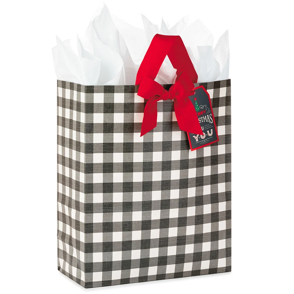 15.5" Buffalo Check Extra-Large Christmas Gift Bag With Tissue Paper for only USD 8.99 | Hallmark