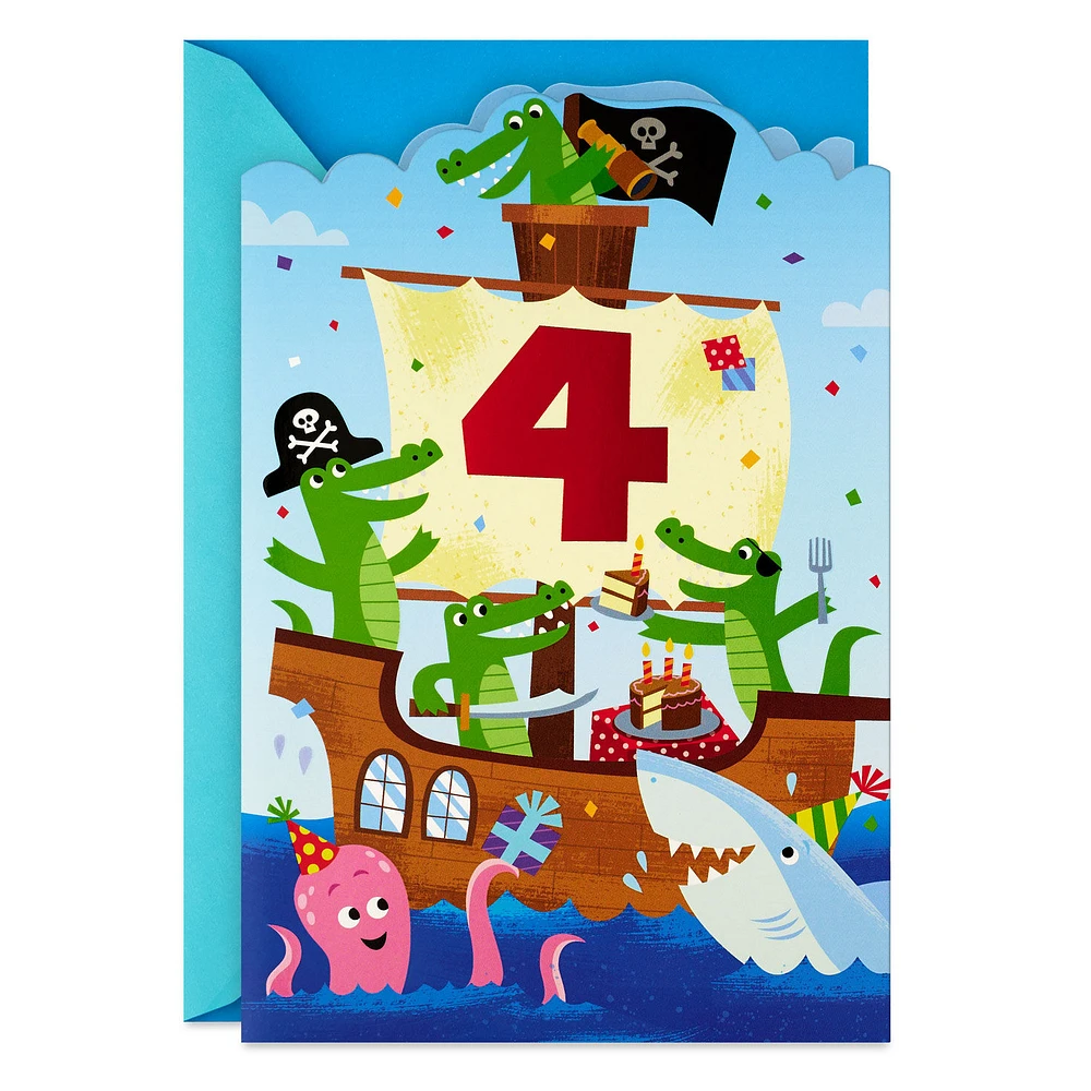 Pirate Ship Party 4th Birthday Card for Kids for only USD 3.99 | Hallmark