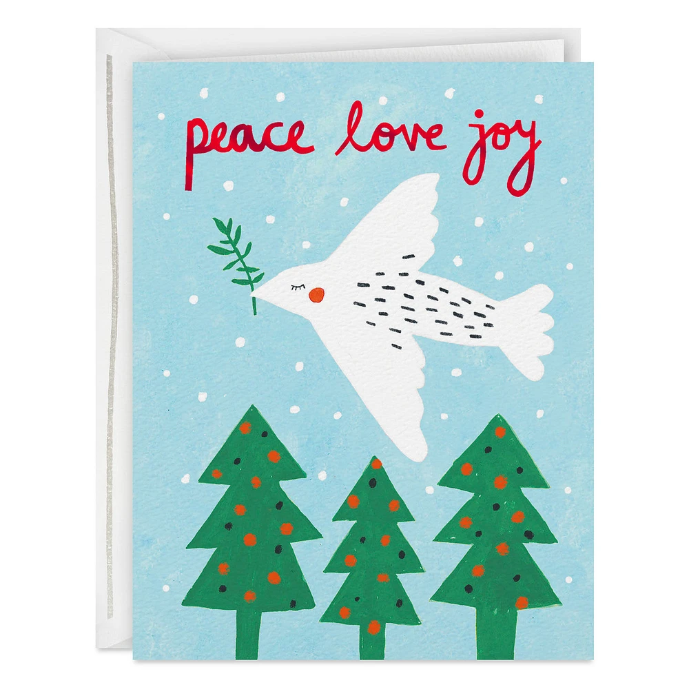 Peace Love Joy Dove and Trees Christmas Card for only USD 3.99 | Hallmark