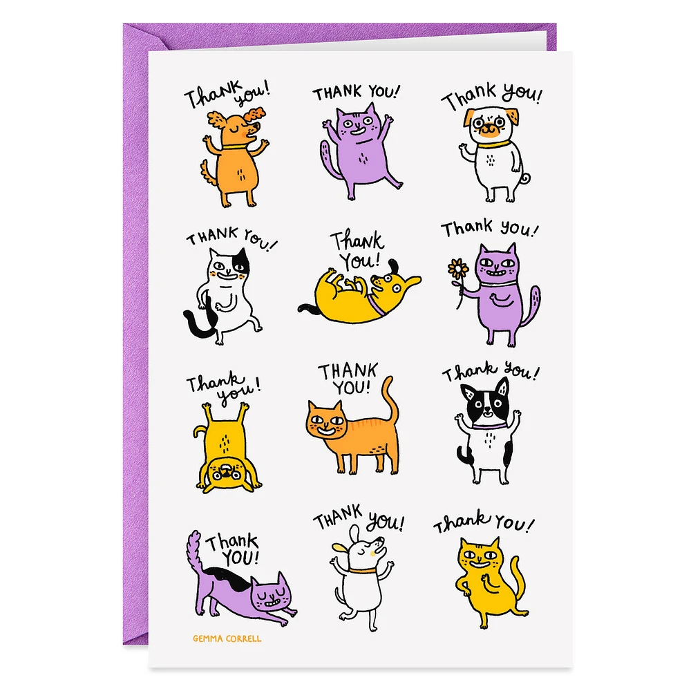 Just Can't Say It Enough Dogs and Cats Funny Thank You Card for only USD 3.99 | Hallmark