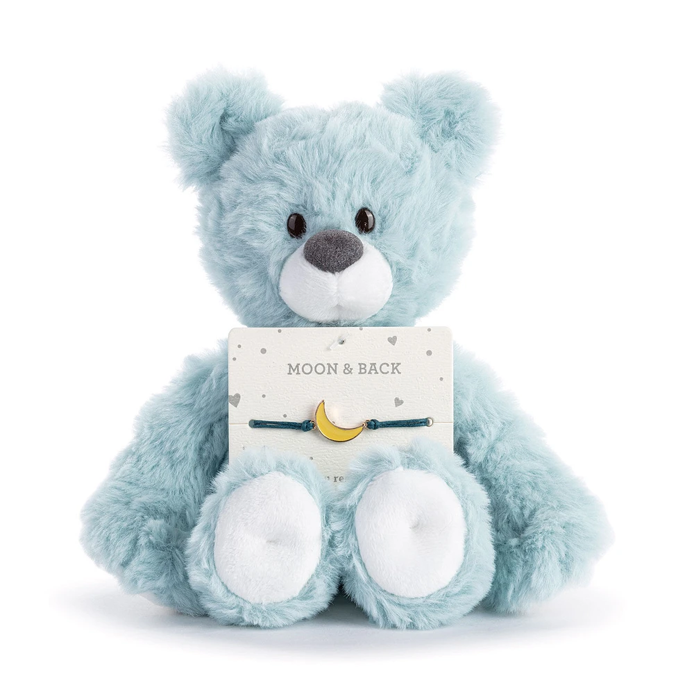 Demdaco Moon and Back Blue Plush Bear With Moon Bracelet for only USD 17.00 | Hallmark