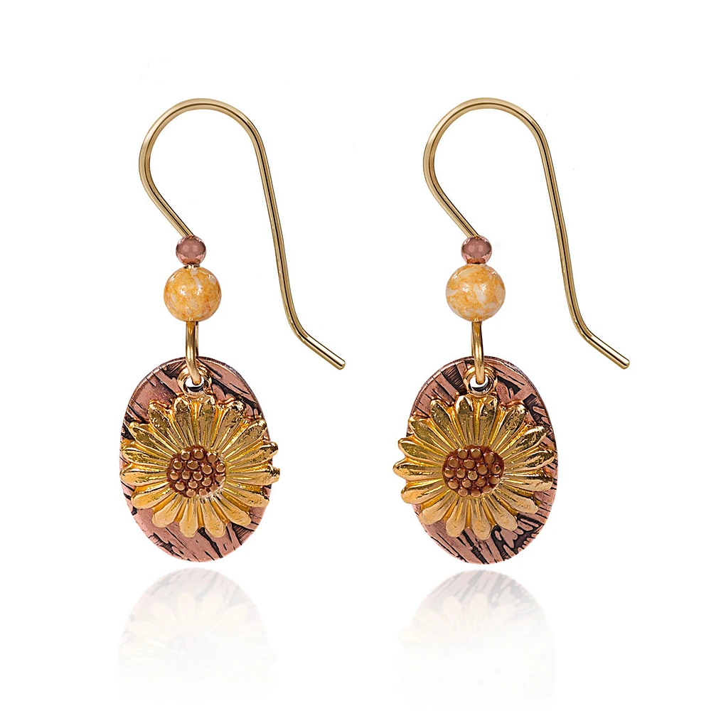 Silver Forest Sunflower Mixed Metal Drop Earrings for only USD 21.00 | Hallmark