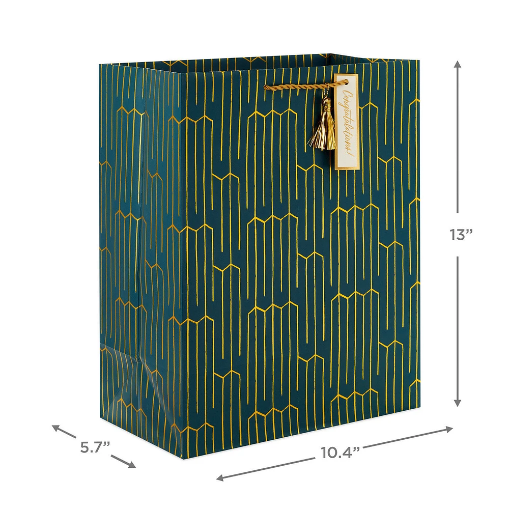 13" Gold Geometric on Teal Large Gift Bag for only USD 5.49 | Hallmark