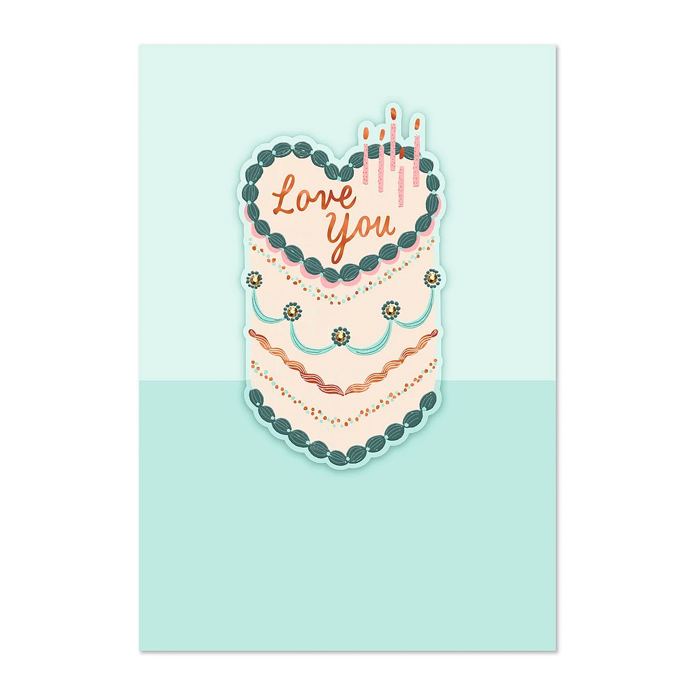 Love You Heart-Shaped Cake Romantic Birthday Card for only USD 7.59 | Hallmark