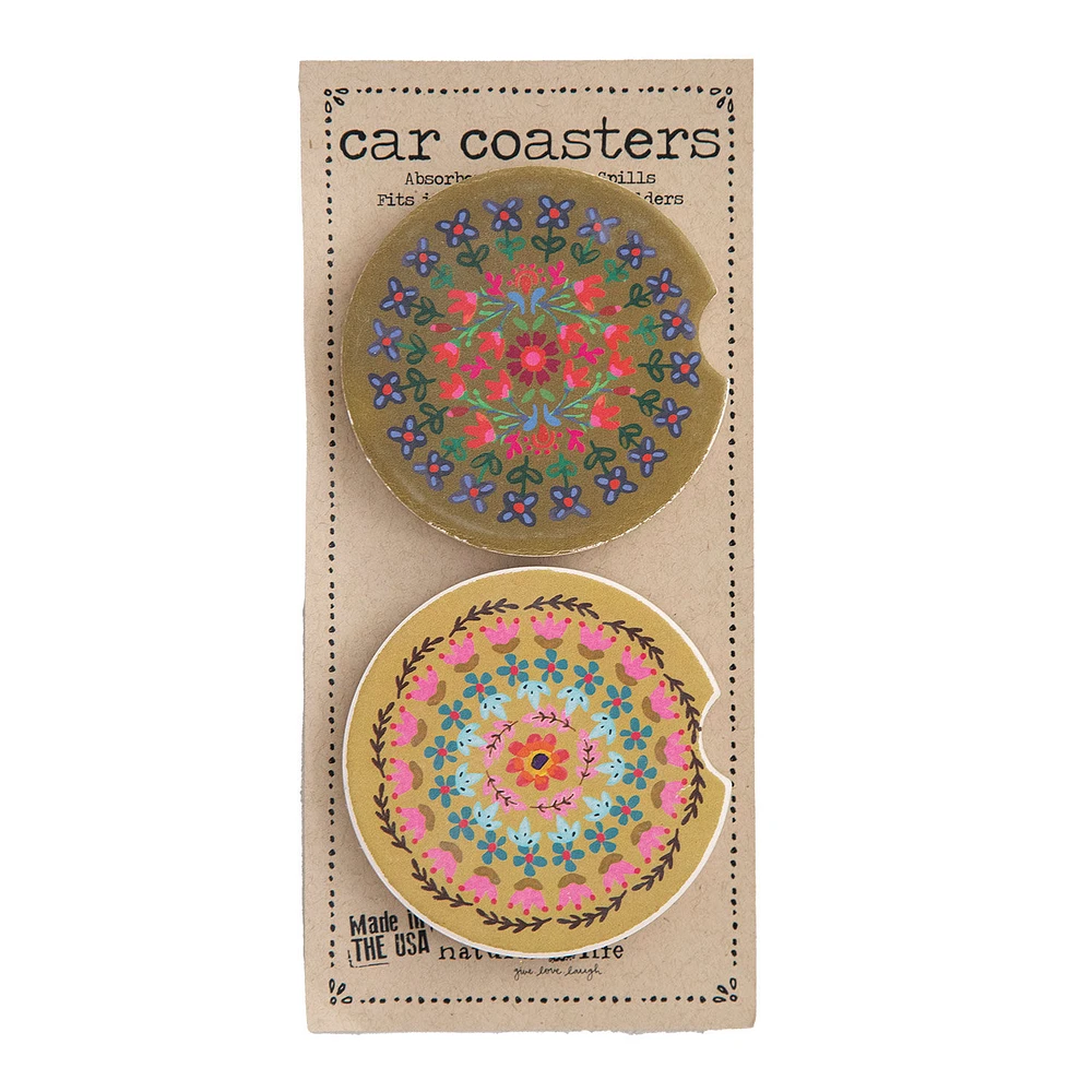 Natural Life Floral Mandala Ceramic Car Coasters, Set of 2 for only USD 14.99 | Hallmark