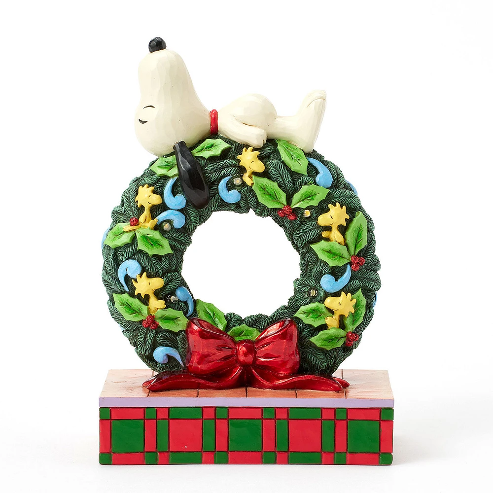 Jim Shore Peanuts Snoopy Sleeping on Light-Up Wreath Figurine, 7.13" for only USD 100.00 | Hallmark