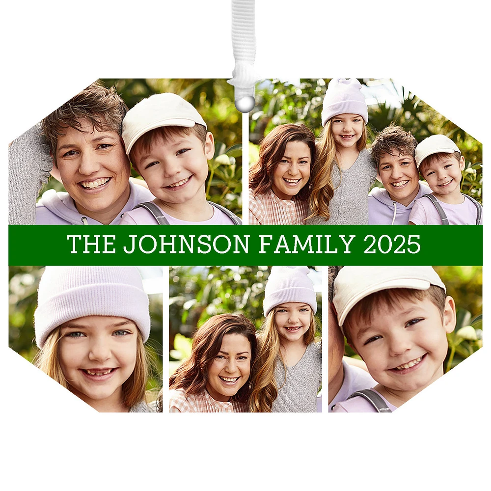 Five-Photo Metal Personalized Ornament, Custom Photo and Text for only USD 17.99 | Hallmark