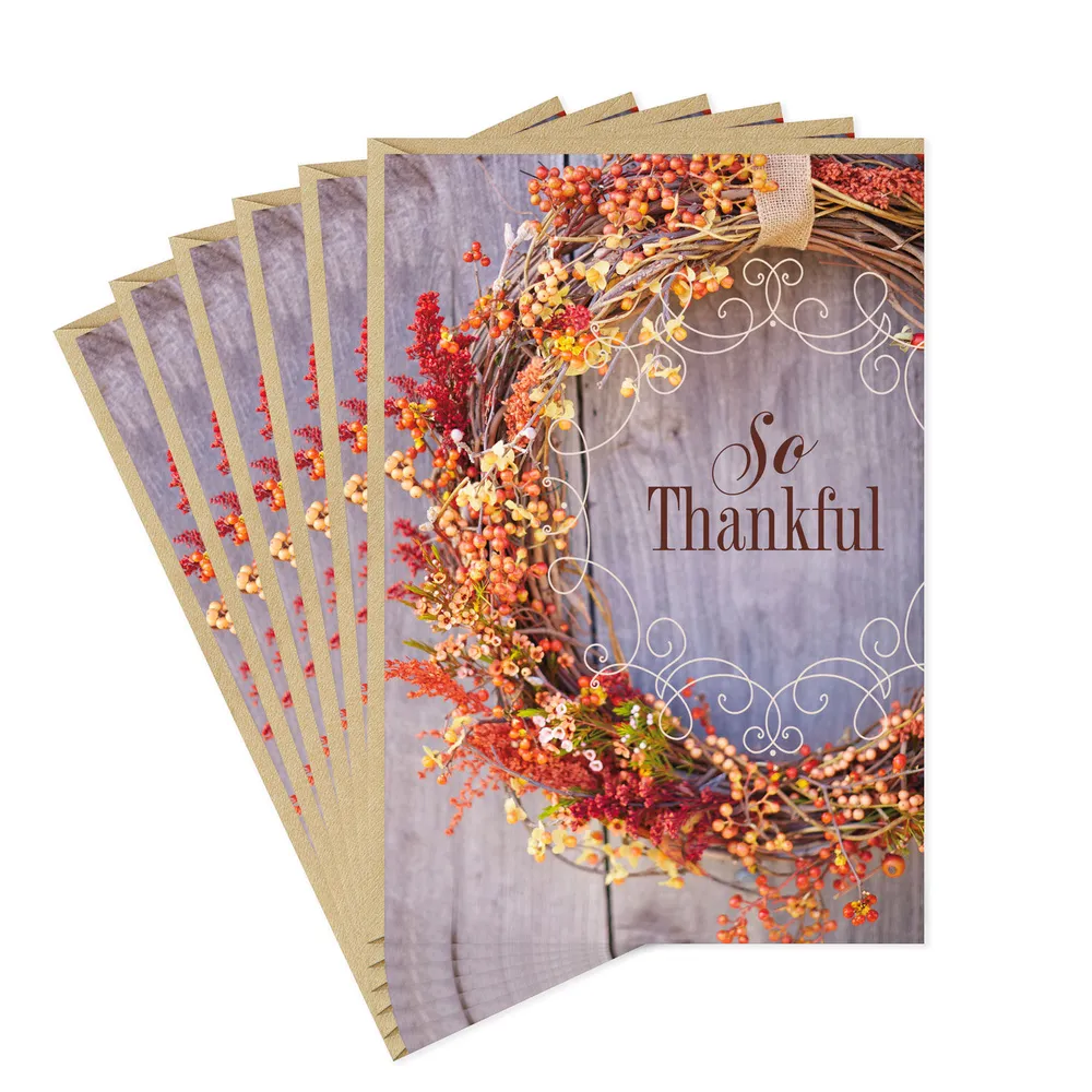 So Thankful Fall Wreath Thanksgiving Cards, Pack of 6 for only USD 4.99 | Hallmark
