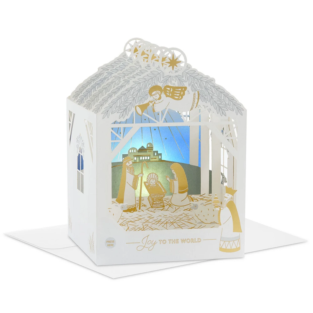 Joy to the World Nativity Scene Musical 3D Pop-Up Christmas Card With Light for only USD 10.99 | Hallmark