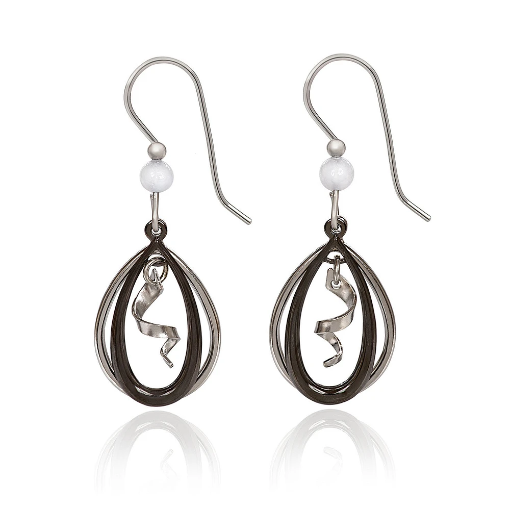 Silver Forest Black and Silver-Tone Metal Spiral Teardrop Earrings for only USD 19.00 | Hallmark