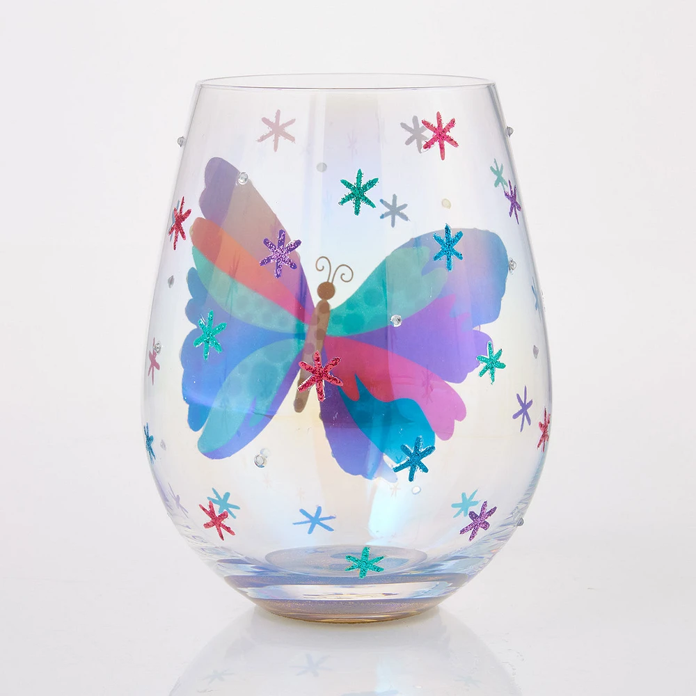 Lolita Bejeweled Butterfly Stemless Handpainted Wine Glass, 20 oz. for only USD 24.99 | Hallmark