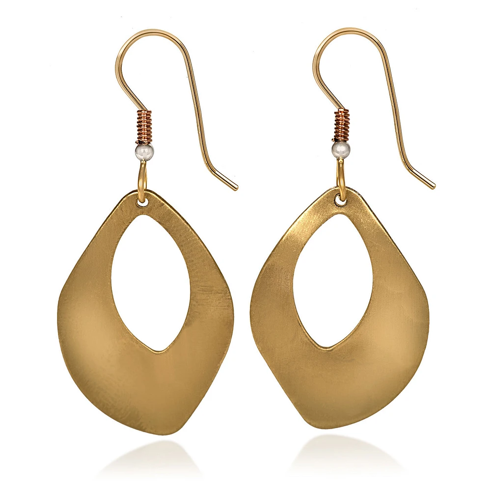 Silver Forest Hammered Gold Metal Open Oval Drop Earrings for only USD 19.00 | Hallmark