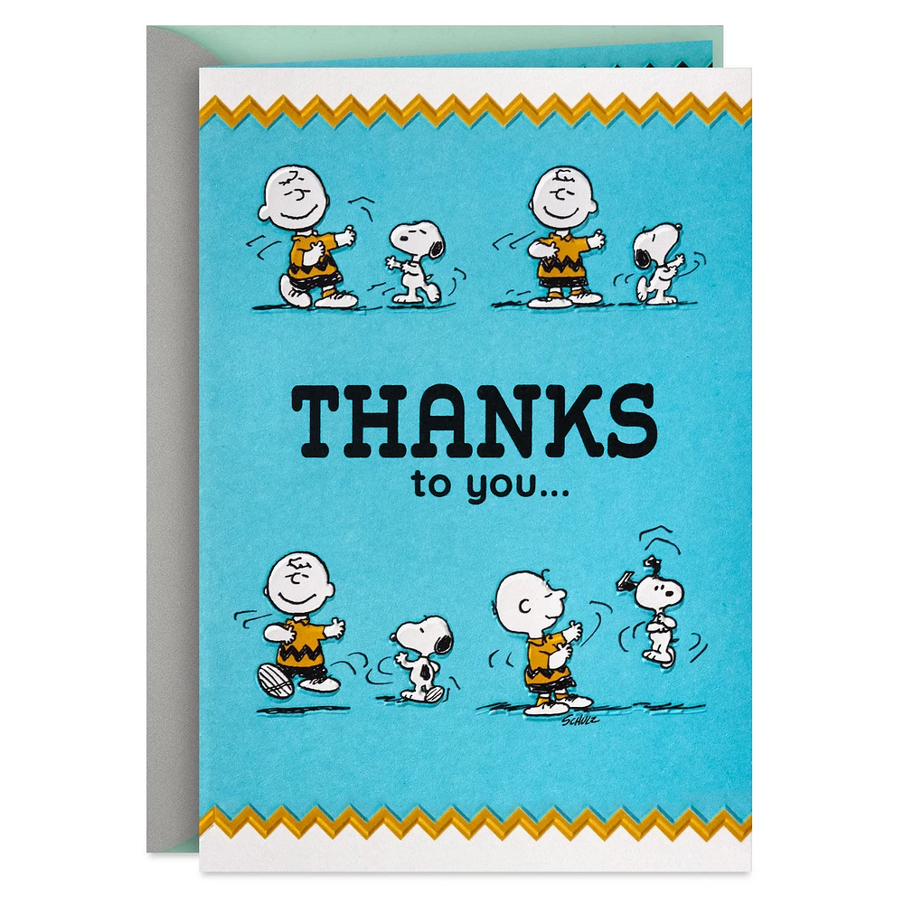 Peanuts® Charlie Brown and Snoopy Happy Dance Thank You Card for only USD 4.99 | Hallmark