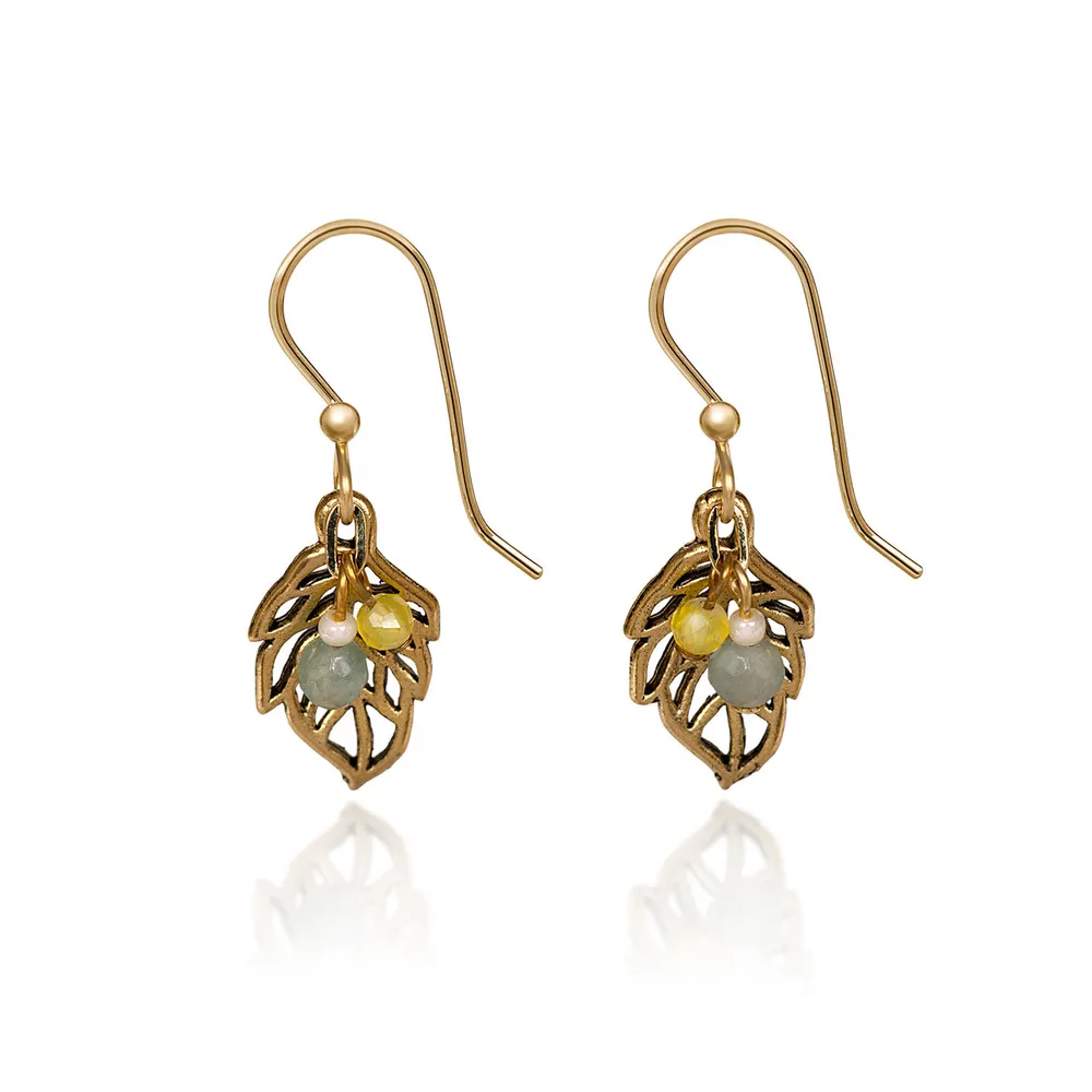 Silver Forest Gold-Tone Open Leaf Beaded Metal Drop Earrings for only USD 17.00 | Hallmark