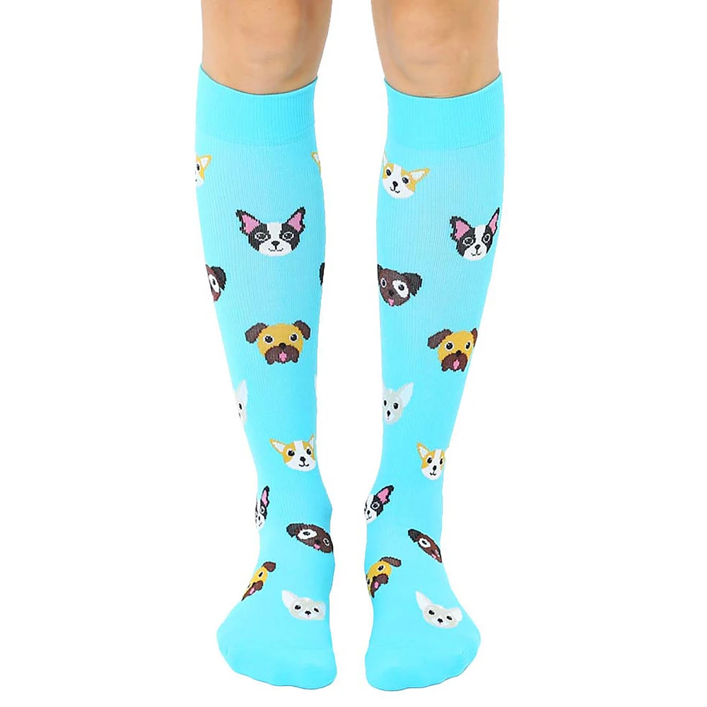 Living Royal Dog Faces on Bright Blue Compression Socks for only USD 15.00 | Hallmark
