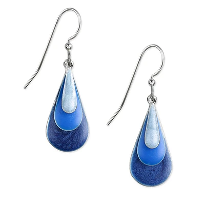 Silver Forest Blue Enamel Triple Teardrop Earrings for only USD 21.00 | Hallmark