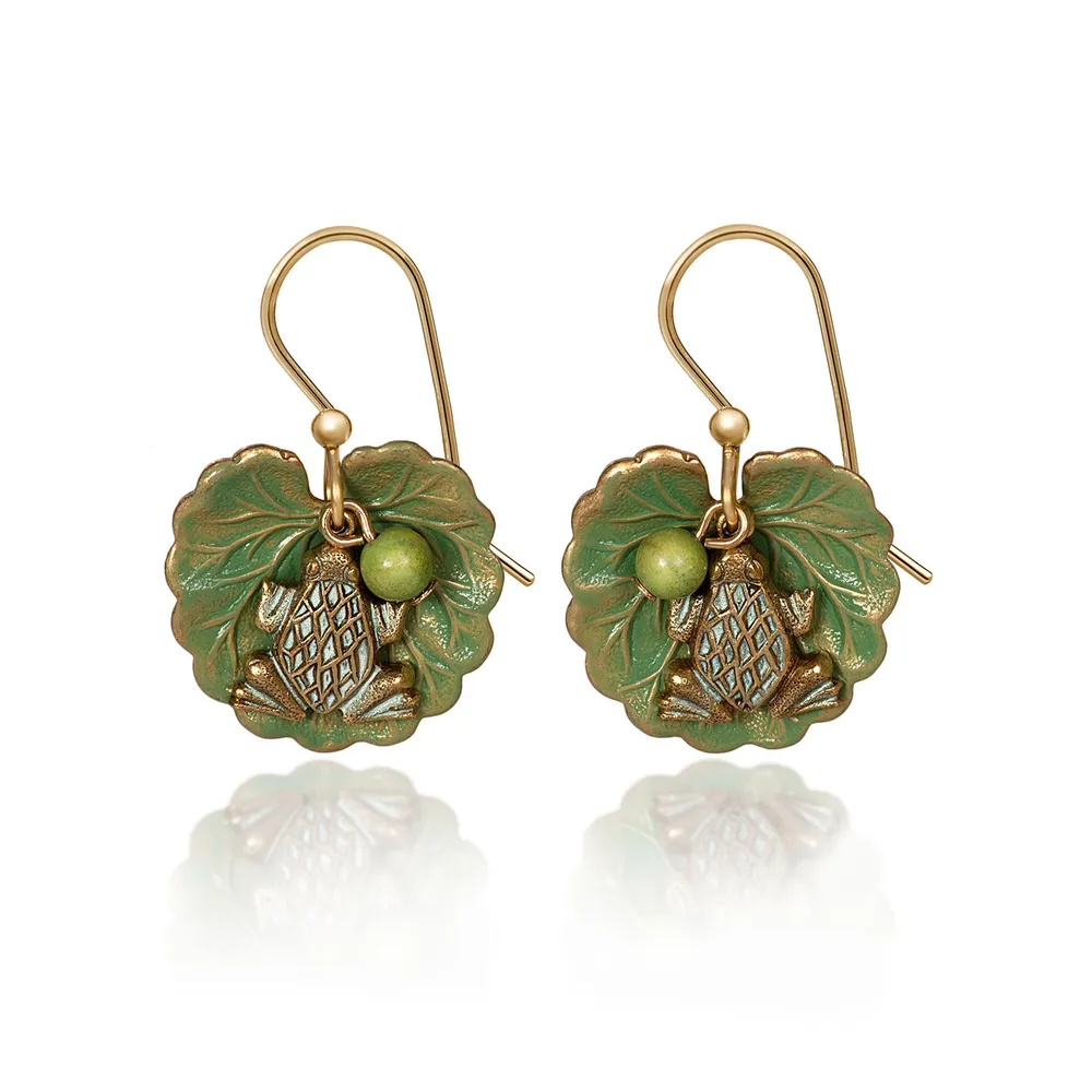 Silver Forest Frog on Lily Pad Layered Gold-Tone Metal Drop Earrings for only USD 19.00 | Hallmark