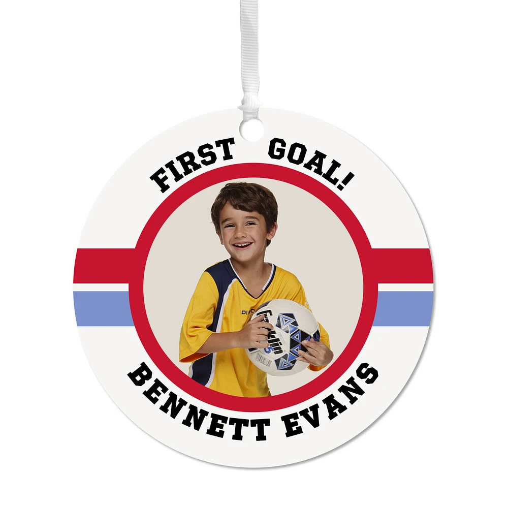 Soccer Round Metal Personalized Ornament, Custom Photo and Text for only USD 17.99 | Hallmark