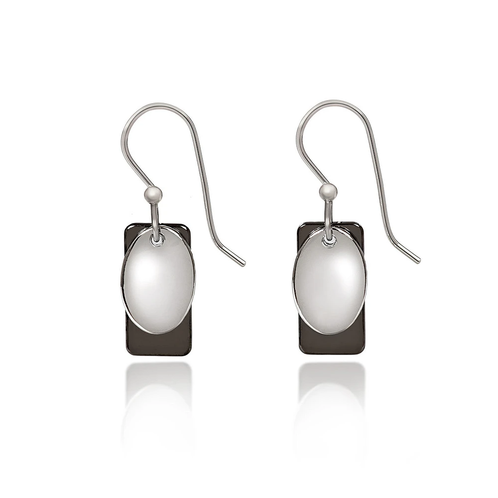 Silver Forest Rectangle and Oval Layered Silver-Tone Drop Earrings for only USD 14.00 | Hallmark