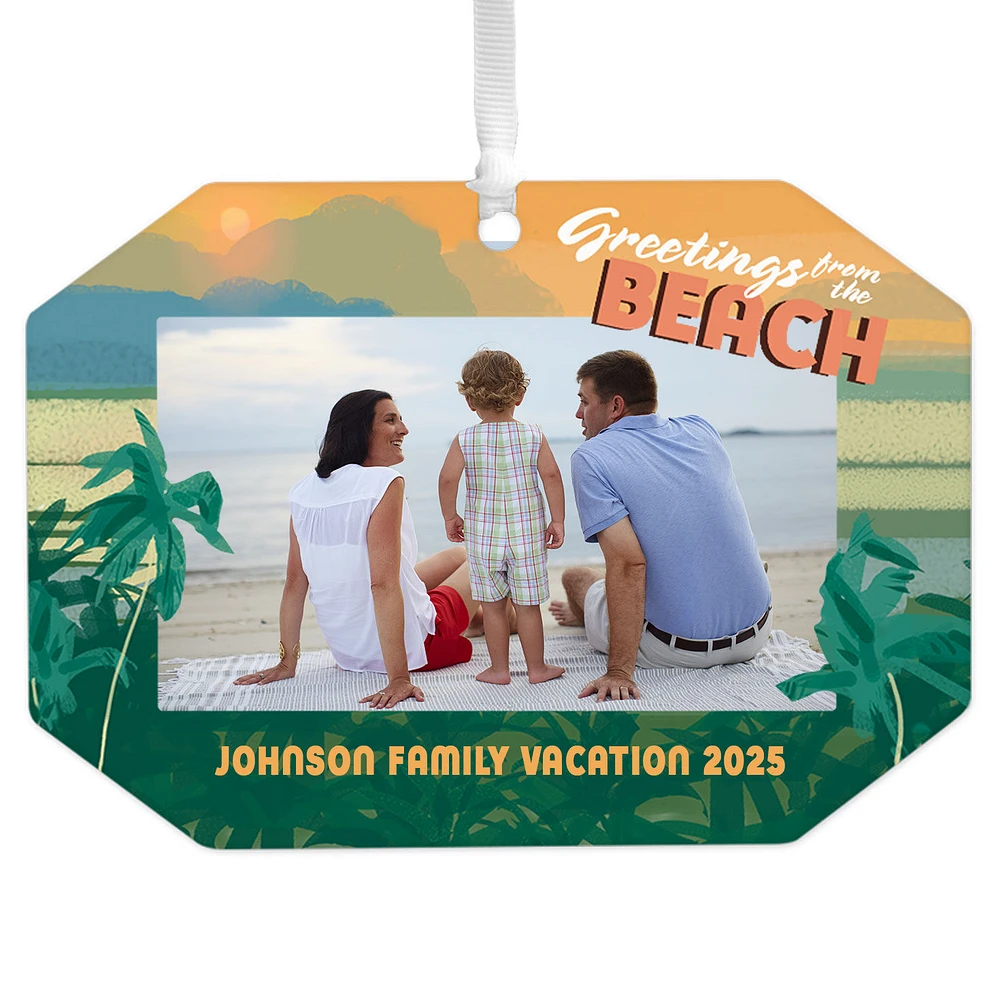 Beach Vacation Metal Personalized Ornament, Custom Photo and Text for only USD 17.99 | Hallmark