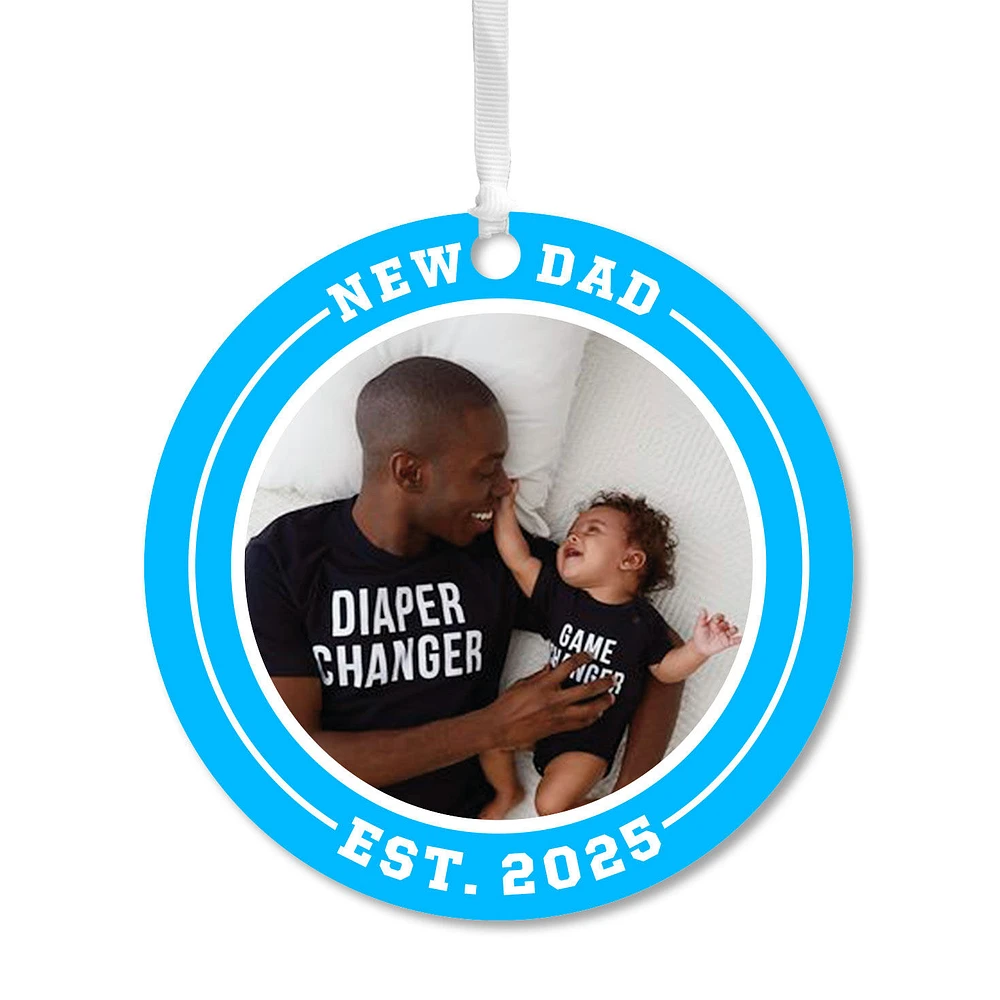 New Dad Round Metal Personalized Ornament, Custom Photo and Text for only USD 17.99 | Hallmark