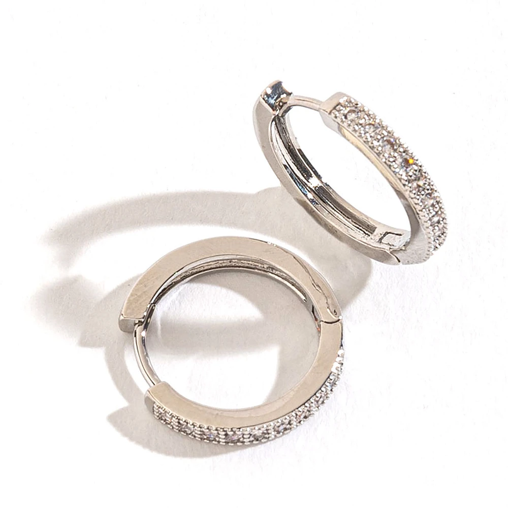 Howard's Jewelry Medium Silver Pave Hoop Earrings for only USD 11.99 | Hallmark