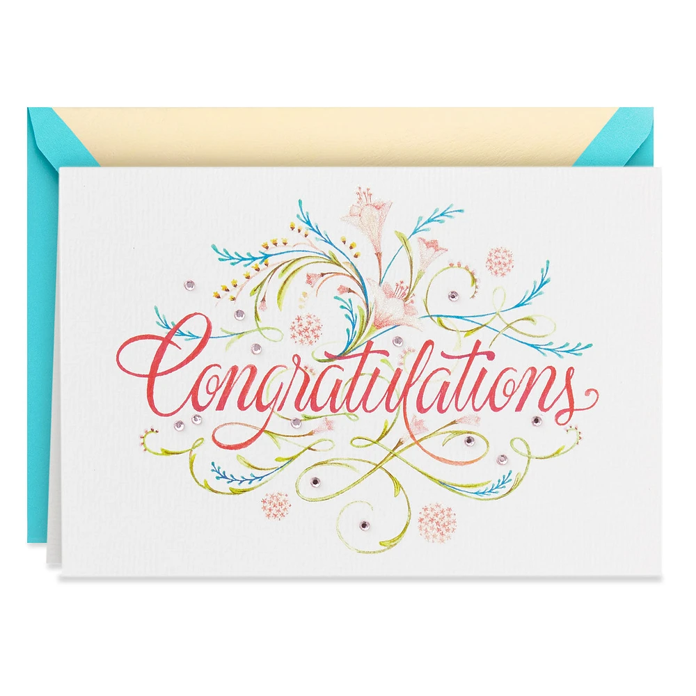 Elegant Script and Flowers Blank Congratulations Card for only USD 5.99 | Hallmark