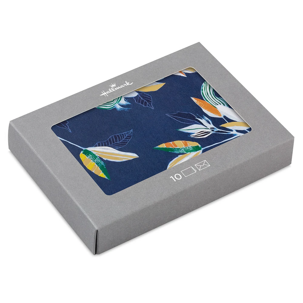 Navy Tropical Leaves Blank Notes, Pack of 10 for only USD 10.49 | Hallmark