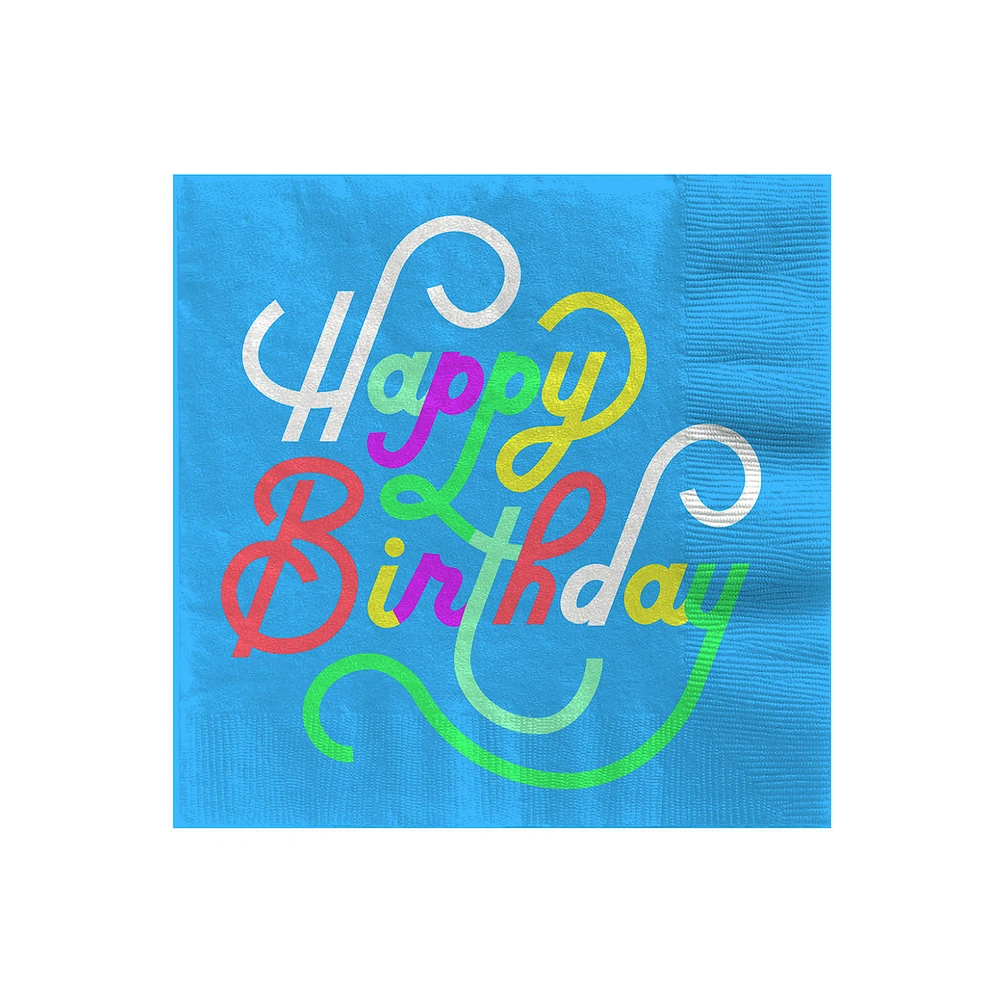 "Happy Birthday" on Blue Cocktail Napkins, Pack of 16 for only USD 4.49 | Hallmark