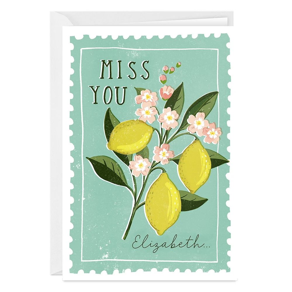 Pink Flowers Stamp Custom Miss You Card for only USD 4.99 | Hallmark