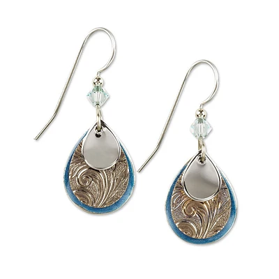 Silver Forest Blue and Silver Metal Layered Teardrop Earrings for only USD 22.00 | Hallmark
