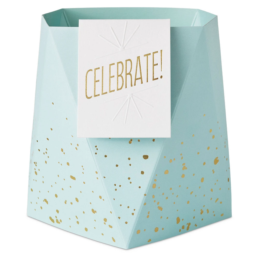 Build-a-Bouquet Celebrate Turquoise Blue Pop-Up Paper Vase With Mini Card for only USD 4.99 | Hallmark