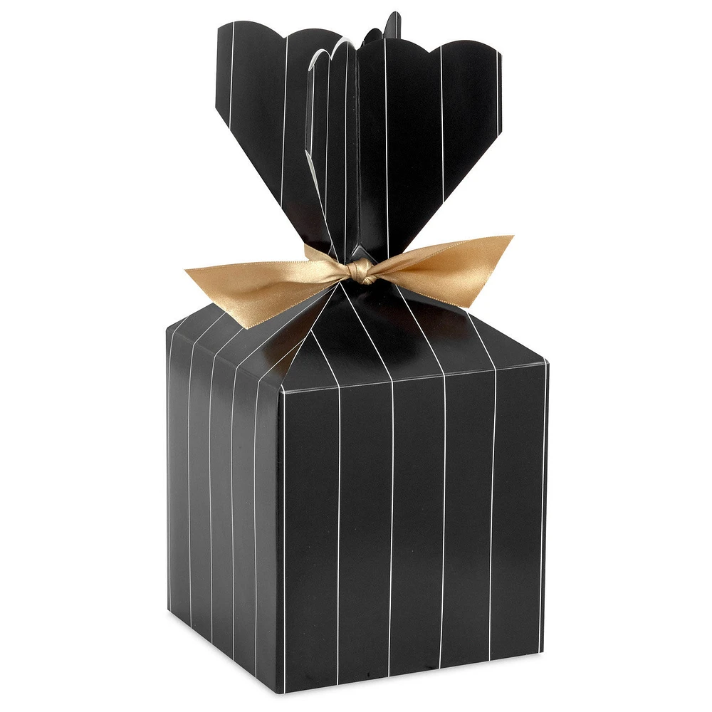 Gold Pinstripe on Black Vertical Treat Box With Ribbon Tie for only USD 3.99 | Hallmark