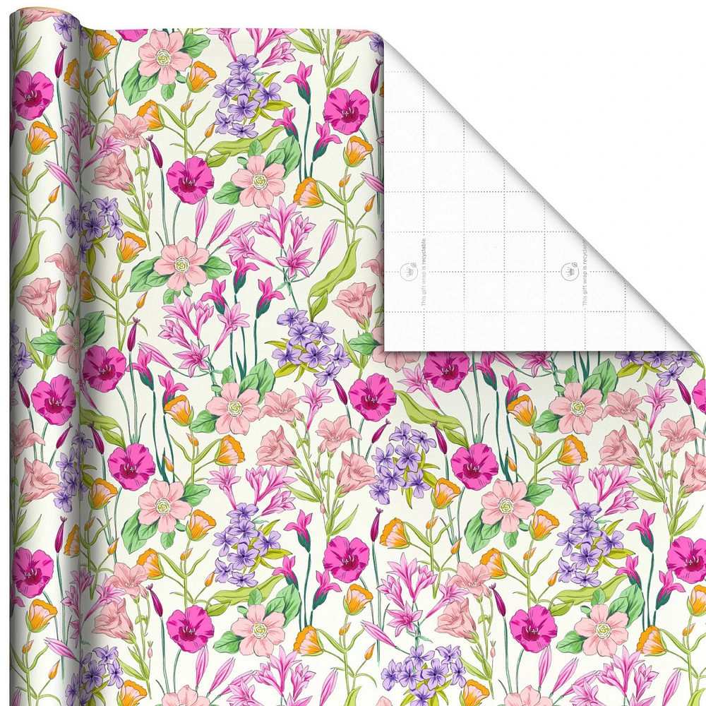 Spring Flowers on White Wrapping Paper Roll, 20 sq. ft. for only USD 4.99 | Hallmark