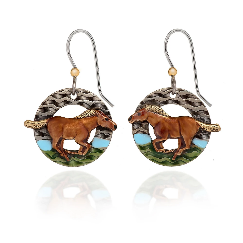 Silver Forest Running Horse Silver Metal Drop Earrings for only USD 20.00 | Hallmark