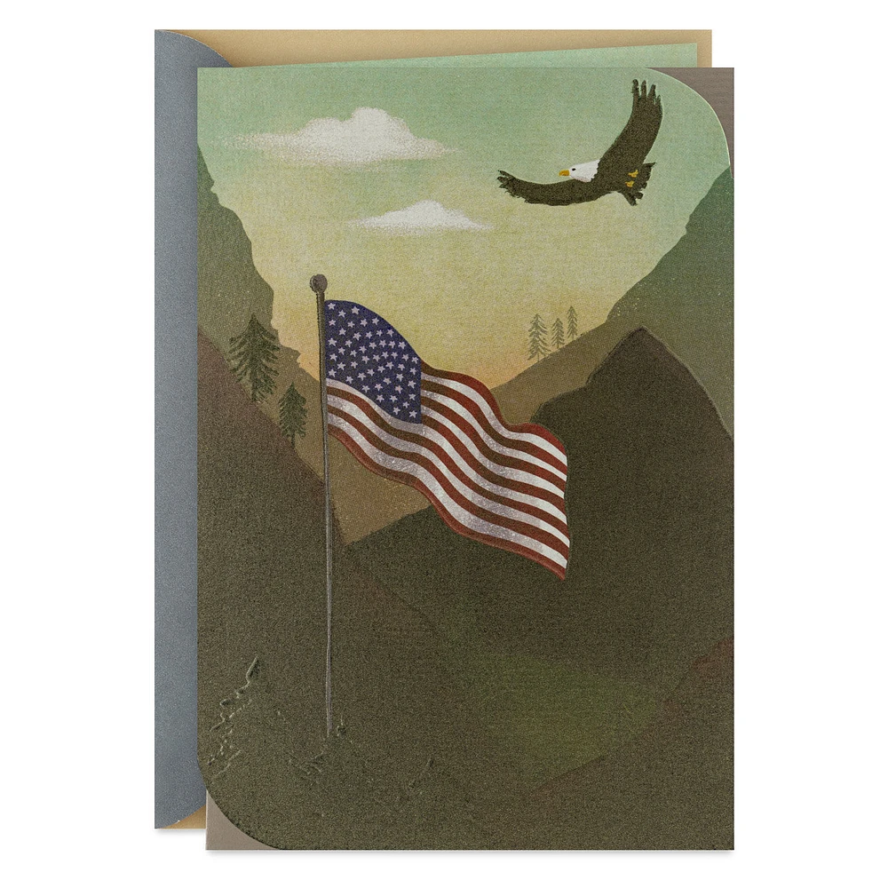 Bald Eagle Flying Over American Flag Blank Card for only USD 4.99 | Hallmark