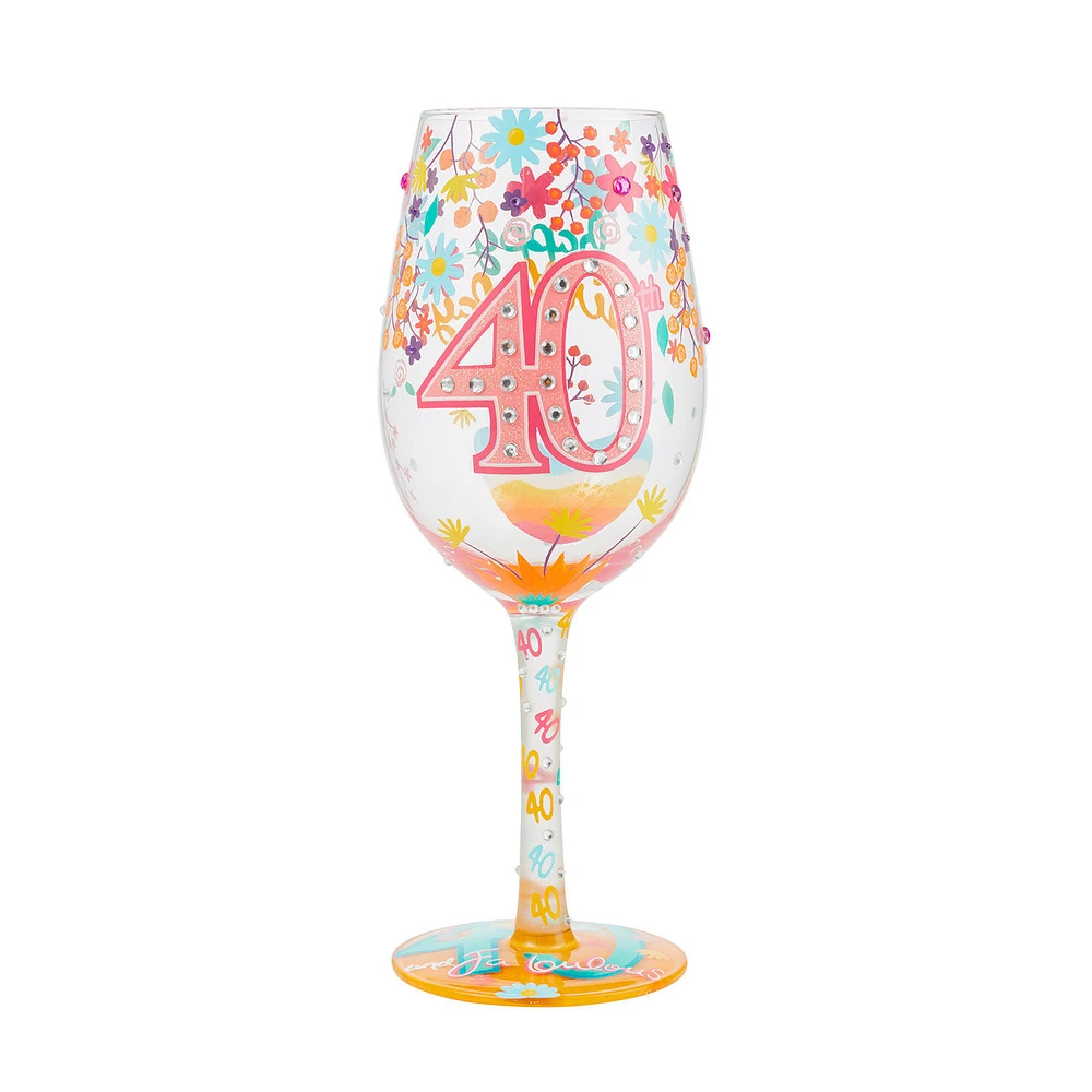 Lolita Happy 40th Birthday Handpainted Wine Glass, 15 oz. for only USD 34.99 | Hallmark